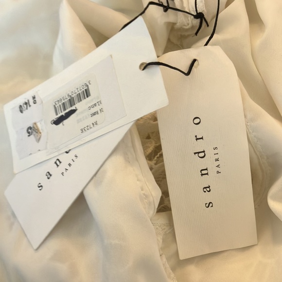 Sandro crochet lace midi dress white color Sandro size 3 = US size 8 NWT - Picture 12 of 14